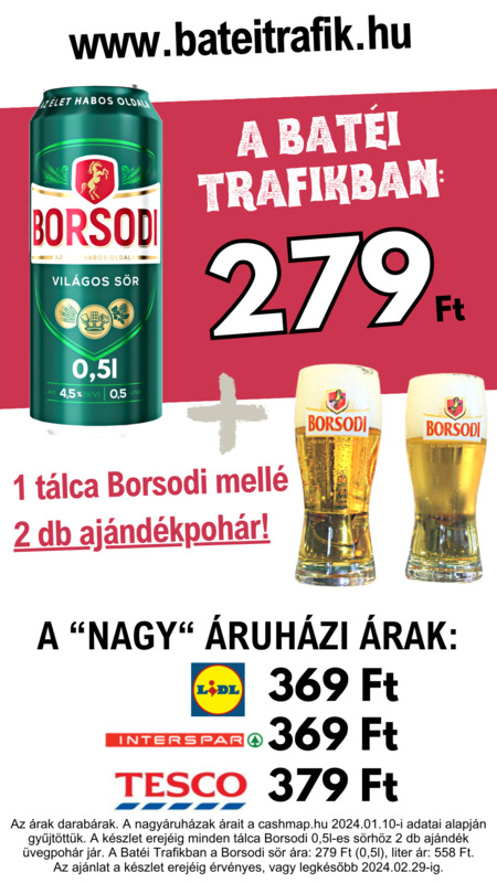 Borsodi + pohár